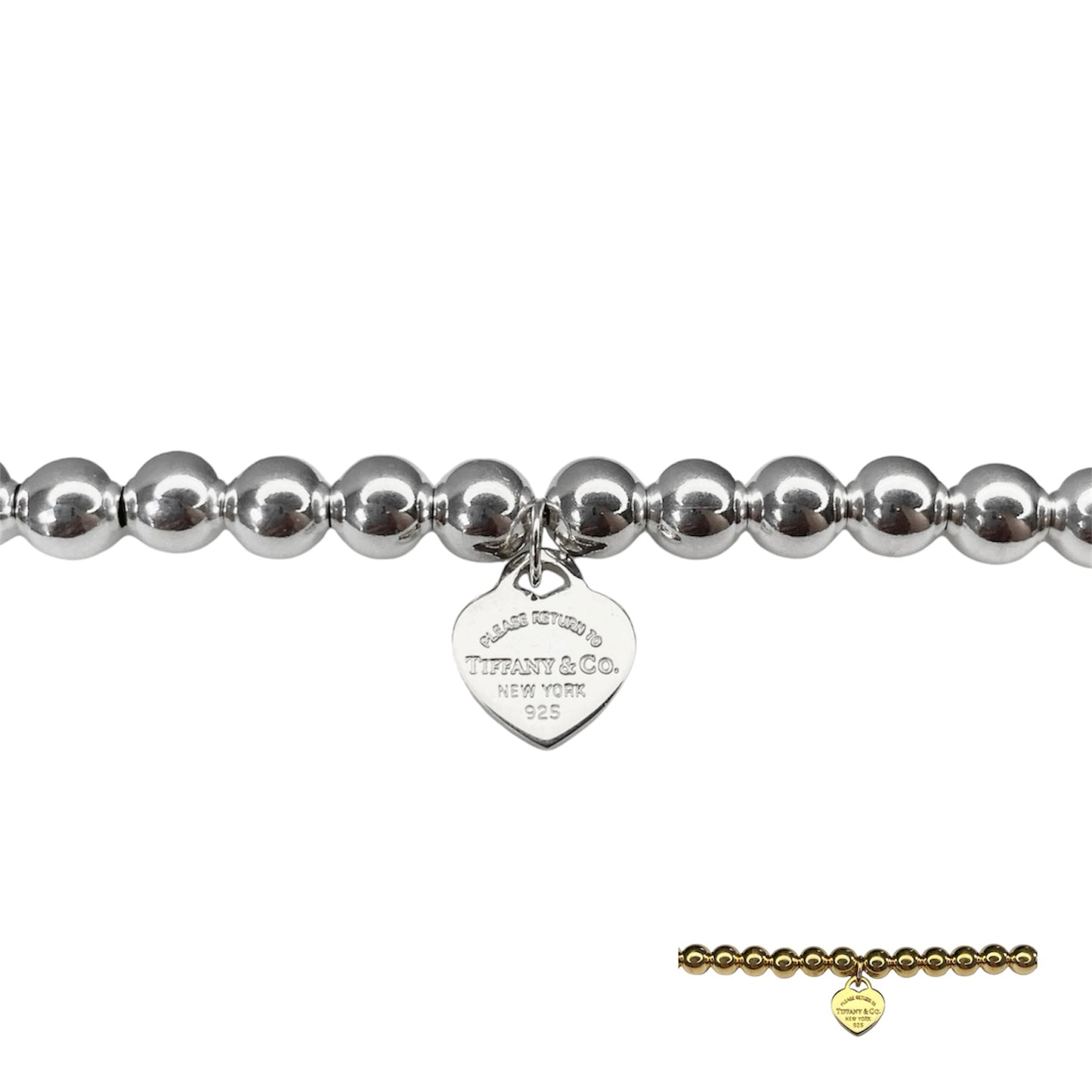 Tiffany & Co. bracelet (Tiffany heart pendant on unbranded ball bracelet) in gold