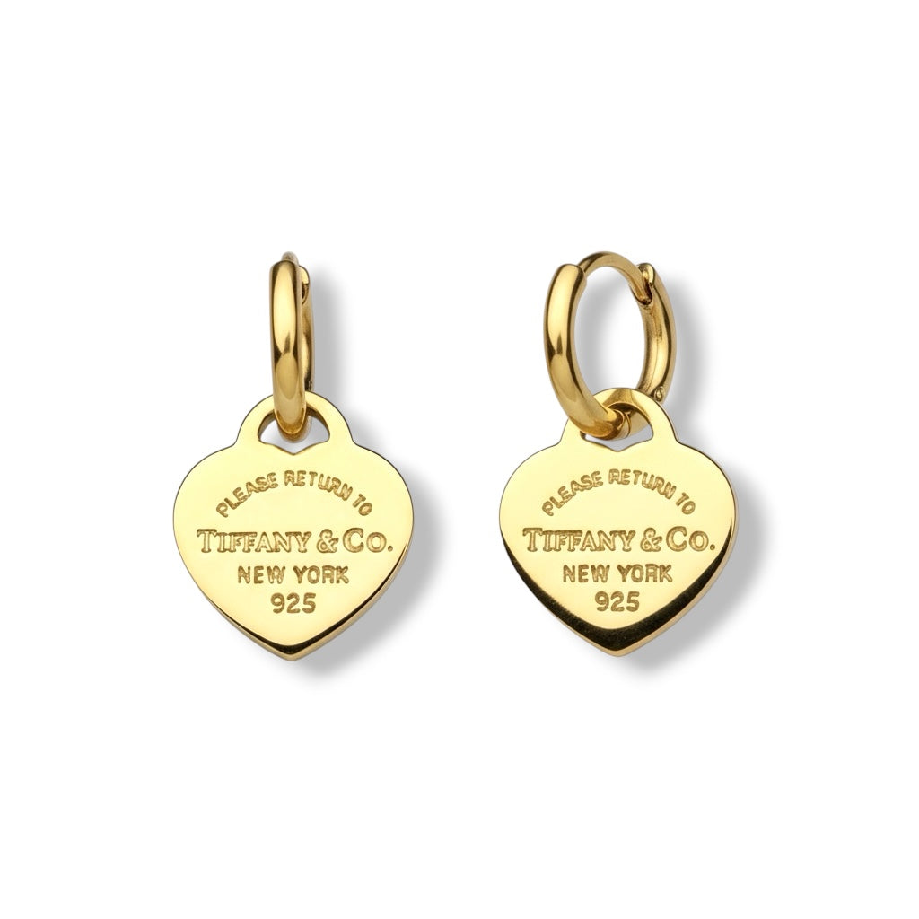 Tiffany & Co. vergoldete Herzanhänger an extra Kreolen