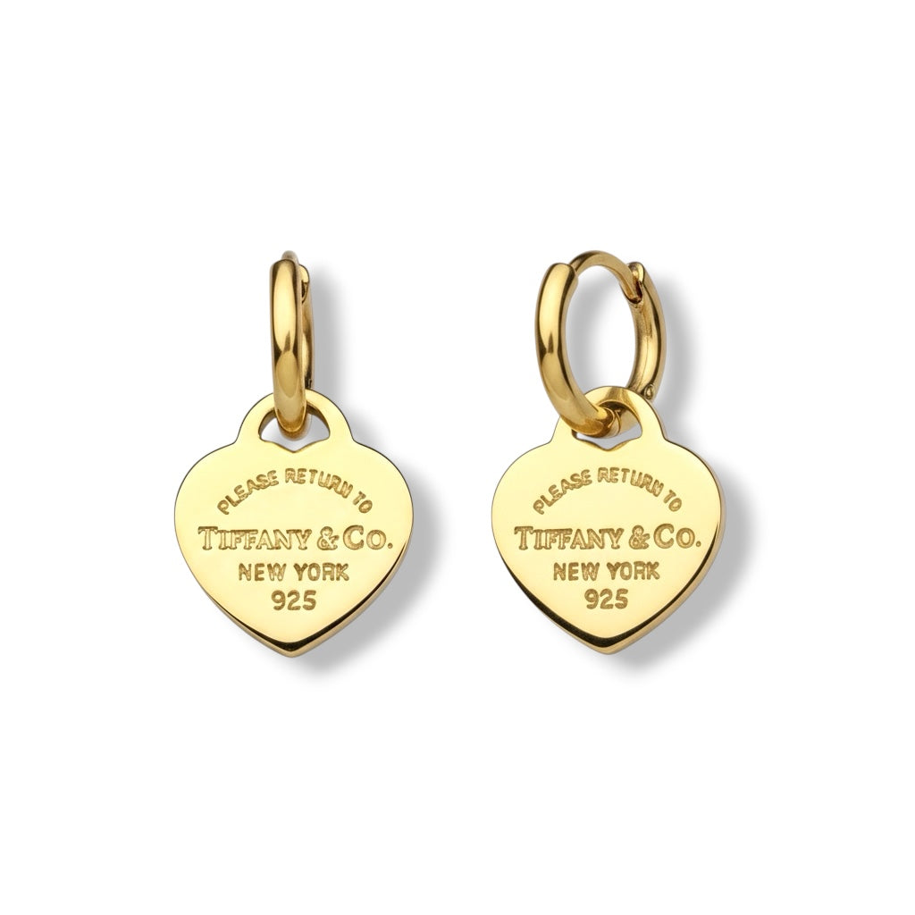 Tiffany & Co. vergoldete Herzanhänger an extra Kreolen