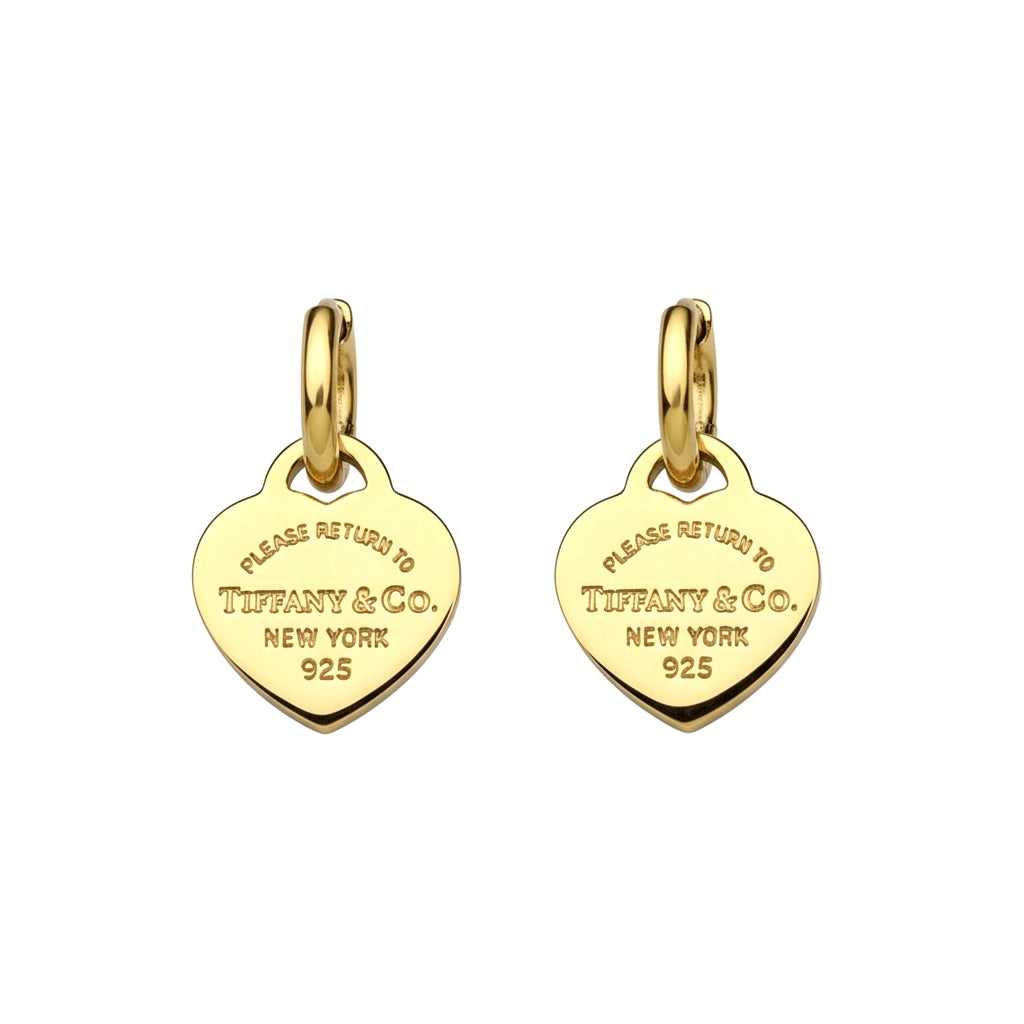 Tiffany & Co. vergoldete Herzanhänger an extra Kreolen