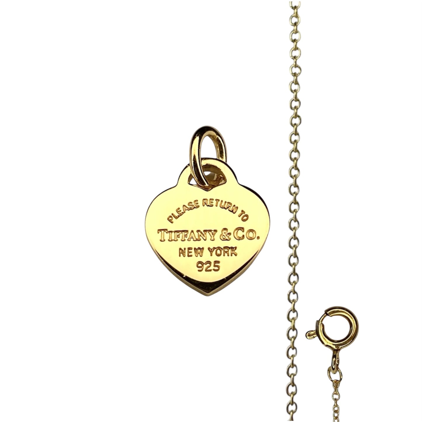 Tiffany & Co. vergoldeter Herzanhänger mit extra Kette